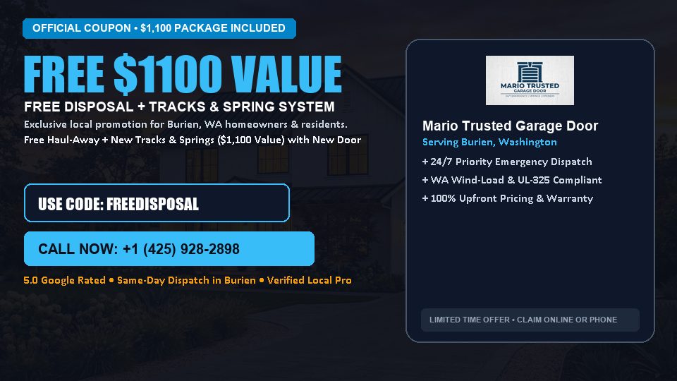 Mario Trusted Garage Door FREE Haul-Away & Heavy-Duty Tracks with New Door